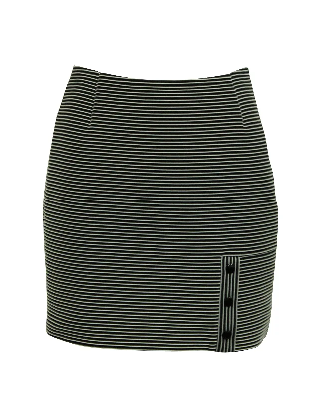 women's low-rise skirtsMugler Striped Pencil Skirt in Black and White Polyamide