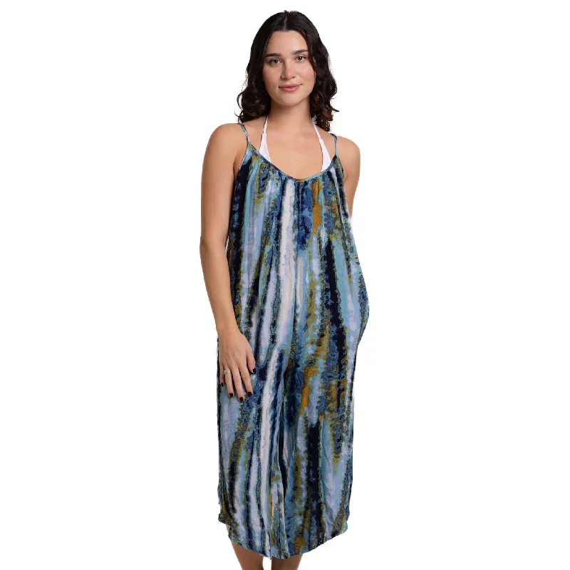 women's jumpsuits made of denimJ Valdi Cascada Flowy Jumpsuit Cover Up - Blue Multi