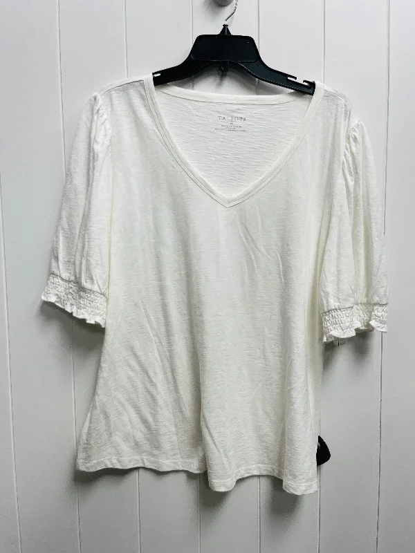 women's T-shirts with bleach-splatter designsWhite Top Short Sleeve Talbots, Size Xl