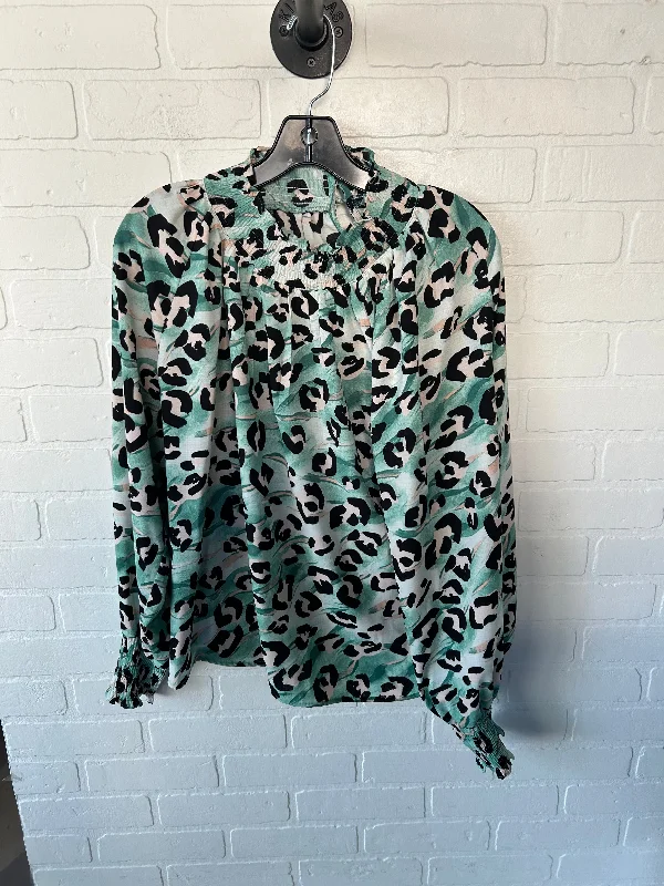 women's long sleeve tops with international brandingTop Long Sleeve By Nine West In Green, Size: L