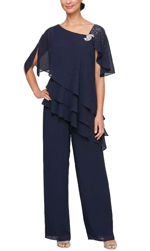 women's spaghetti strap dressesAlex Evenings 8192012 - Cape Sleeve Embellished Pantsuit