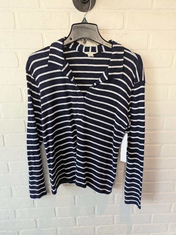 women's long sleeve tops made of cashmereTop Long Sleeve By Caslon In Blue & White, Size: M