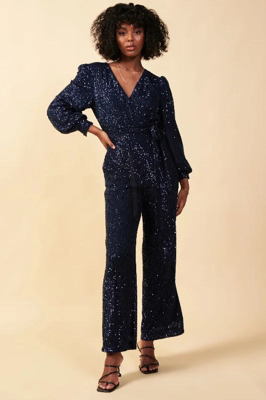 women's jumpsuits for stylish and functional fashionSequin Wrap Jumpsuit