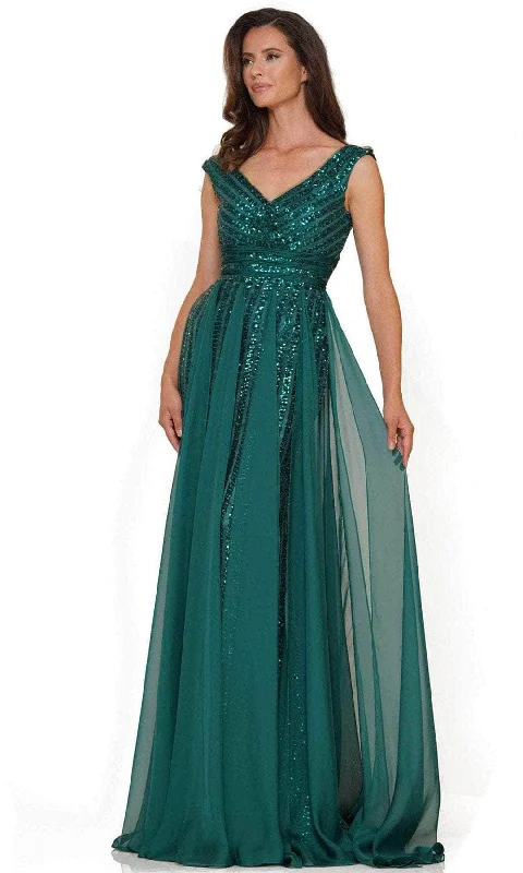 women's versatile dressesMarsoni by Colors M314 - Sequin Embellished V-Neck Evening Dress