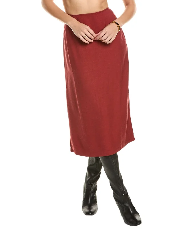 women's polyester tiered skirts for partiesWeWoreWhat A-Line Linen-Blend Midi Skirt