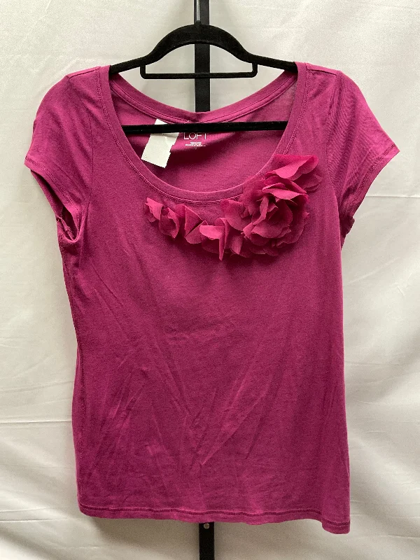 women's T-shirts with unique designsPink Top Short Sleeve Loft, Size M