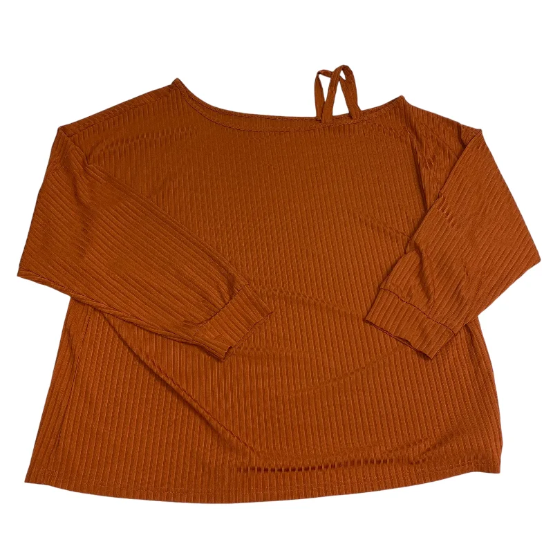 women's long sleeve tops with turtle necksTop Long Sleeve By Shein In Orange, Size: 5