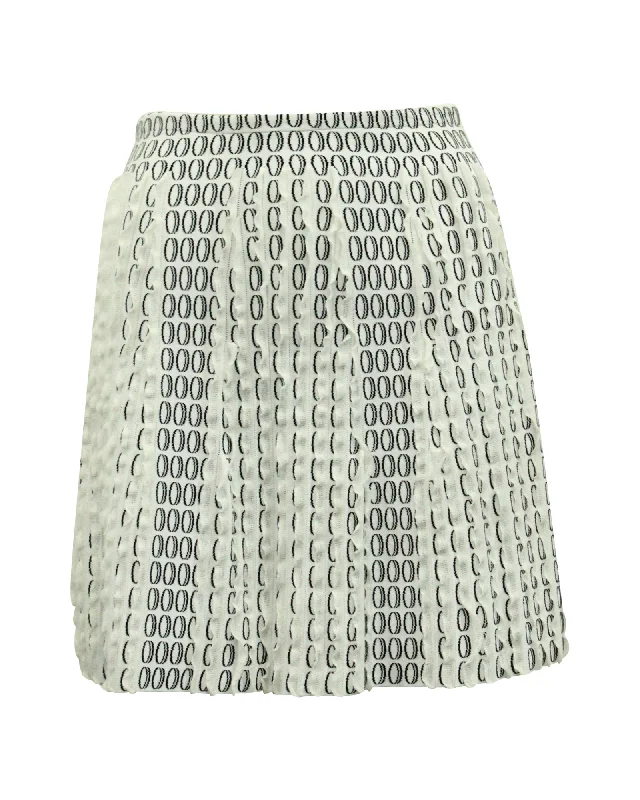 women's floral pleated skirtsAlaia Knit Skirt with Vertical Frills in White Viscose