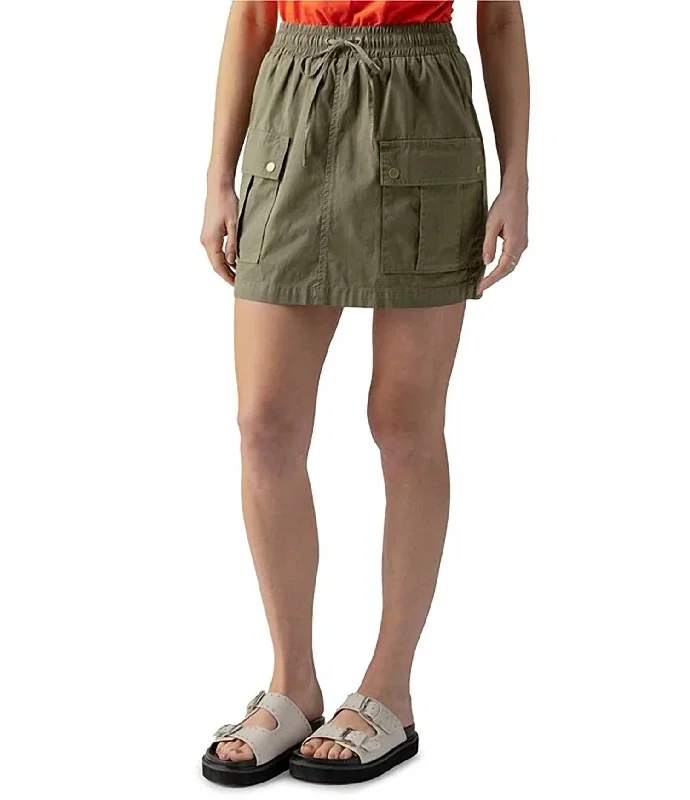 women's pencil pleat skirtsCargo Pull On Skirt In Burnt Olive