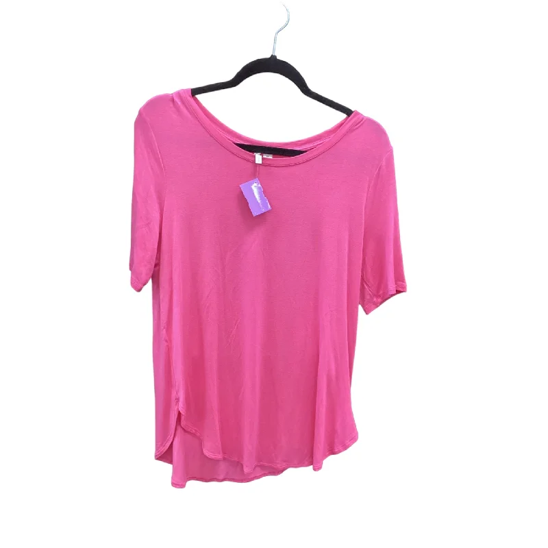 women's T-shirts with off-the-shoulder necksPink Top Short Sleeve Basic Cato, Size M