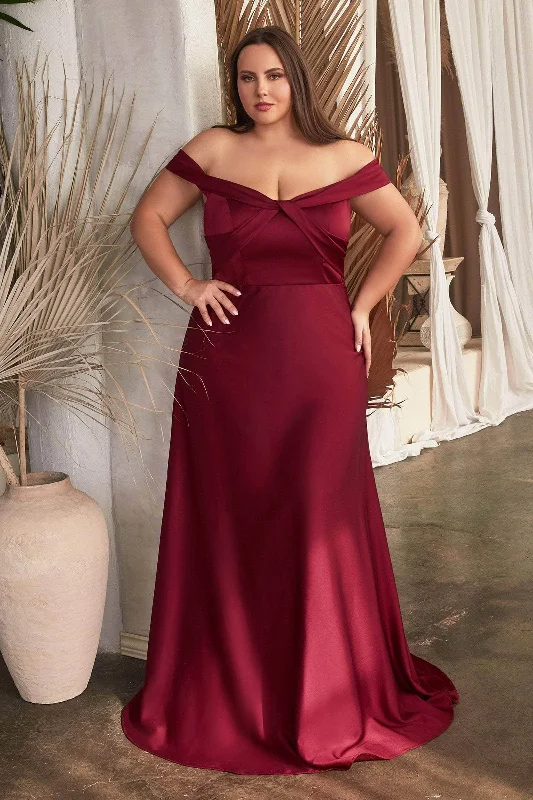 women's curve-hugging dressesLadivine CD325C - Off-Shoulder Knot Evening Dress