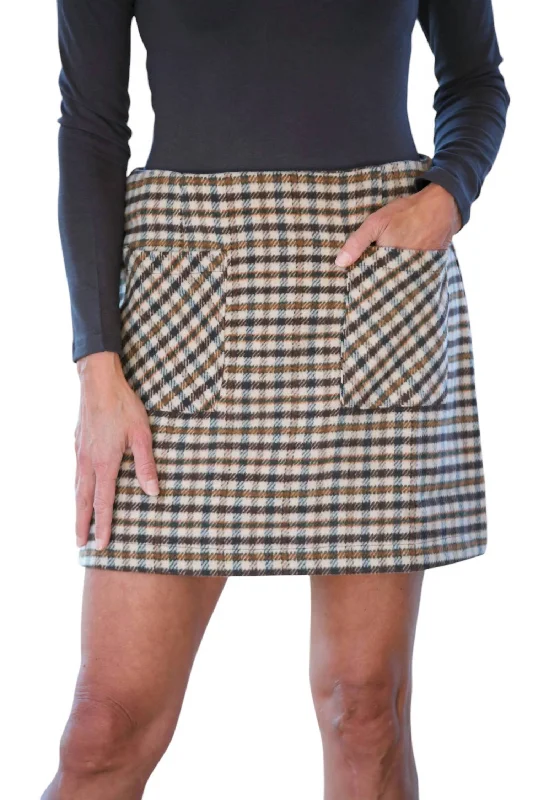 women's evening skirtsLilith Plaid Mini Skirt In Brown Multi