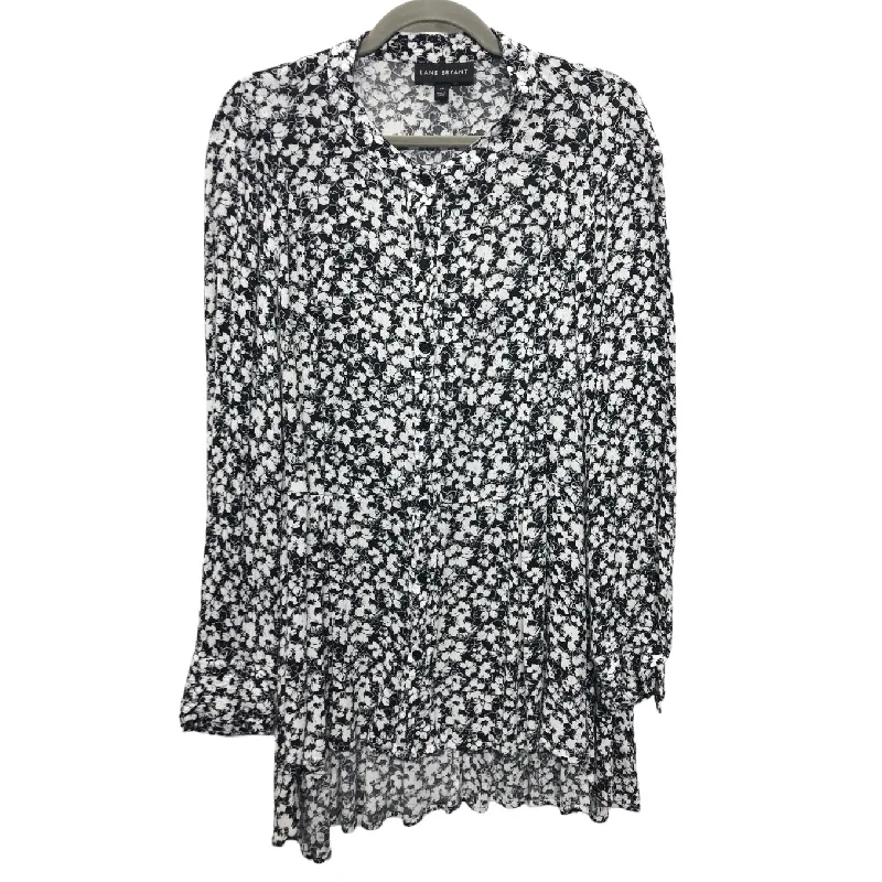 women's long sleeve tops with trendy patternsTop Long Sleeve By Lane Bryant In Black & White, Size: 18