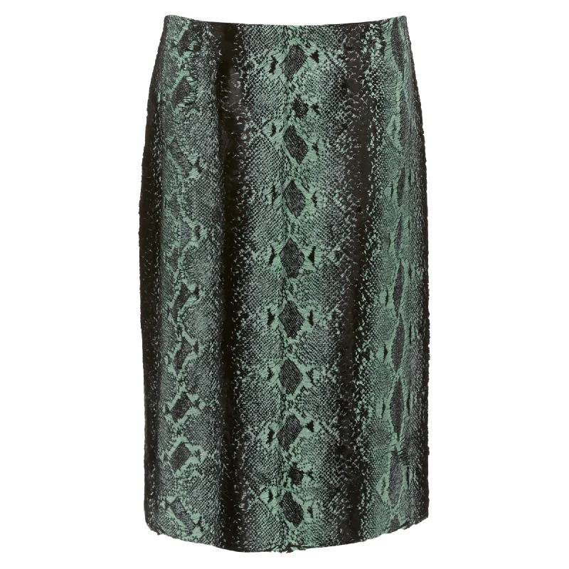 women's cotton skirtsDries Van Noten Painted Snake Print Furry Midi Skirt