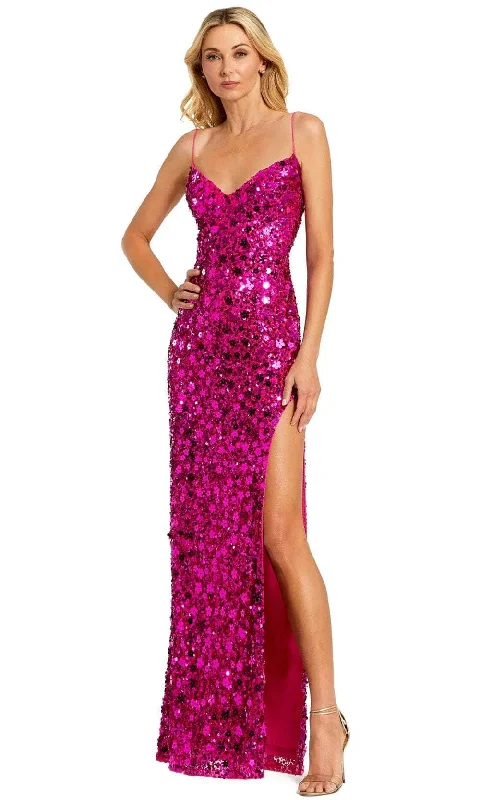 women's A-line dressesMac Duggal 10047 - Lace Up Sequin Evening Dress