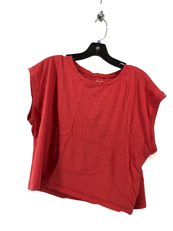 women's T-shirts with curvy cutsRed Top Short Sleeve Madewell, Size L