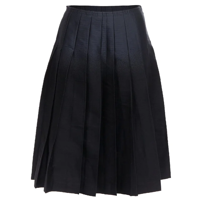 women's casual skirtsPrada Gradient Fused Silk Wool Box Pleat Waist Midi Skirt