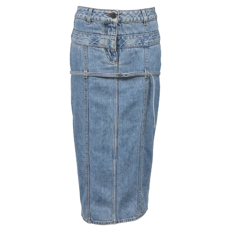 women's affordable velvet skirtsJacquemus Pencil Skirt in Blue Cotton Denim