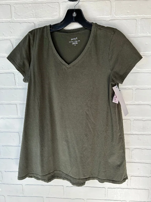 women's T-shirts with stretchable fabricGreen Top Short Sleeve Basic Pure Jill, Size Xs