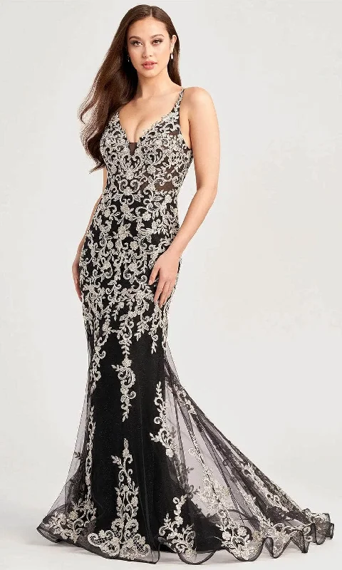 women's casual dressesEllie Wilde EW35071 - Appliques Trumpet Evening Dress