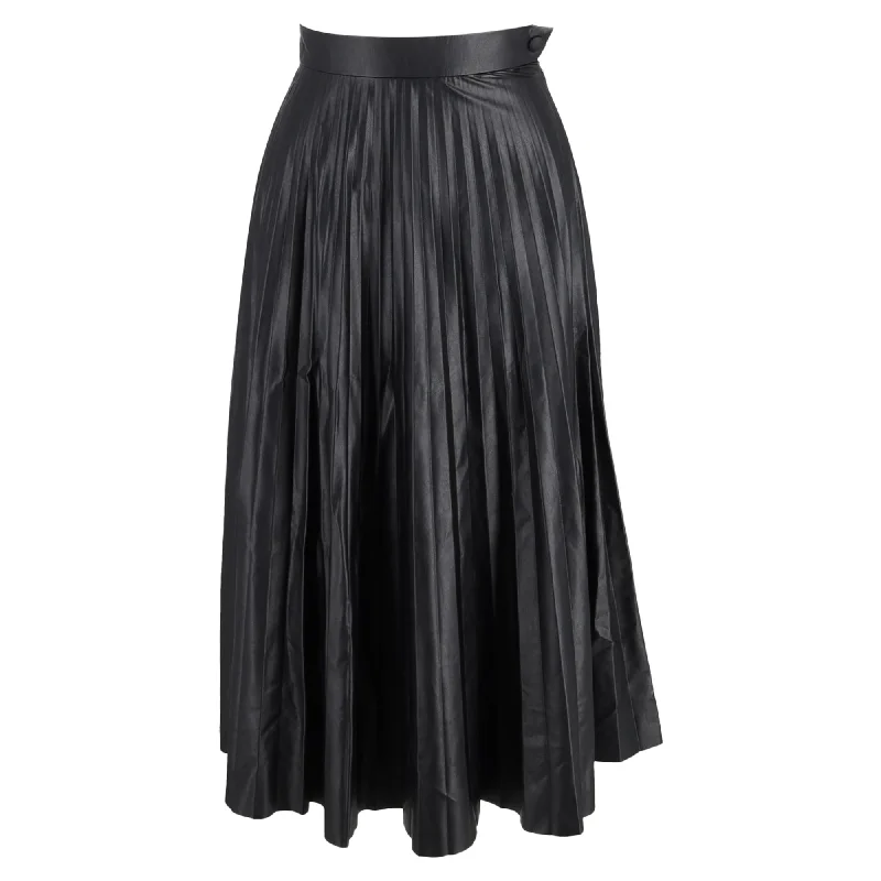 women's woven A-line skirts for summerMM6 Maison Margiela Pleated Midi Skirt in Faux Leather