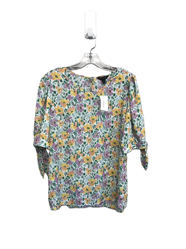 women's T-shirts for outdoor activitiesFloral Print Top Short Sleeve By Banana Republic, Size: L