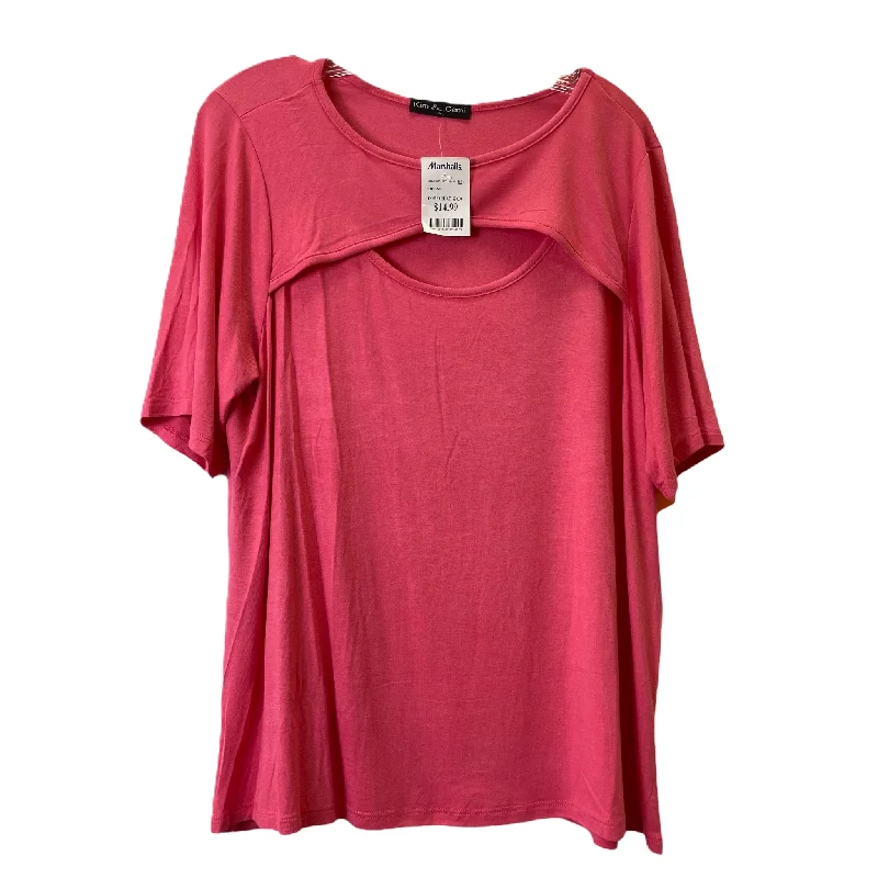 women's T-shirts with stretchable fabricPink Top Short Sleeve By Kim & Cami, Size: 1x