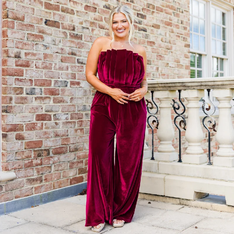 women's jumpsuits with belt loopsWaltz Through Winter Jumpsuit, Wine