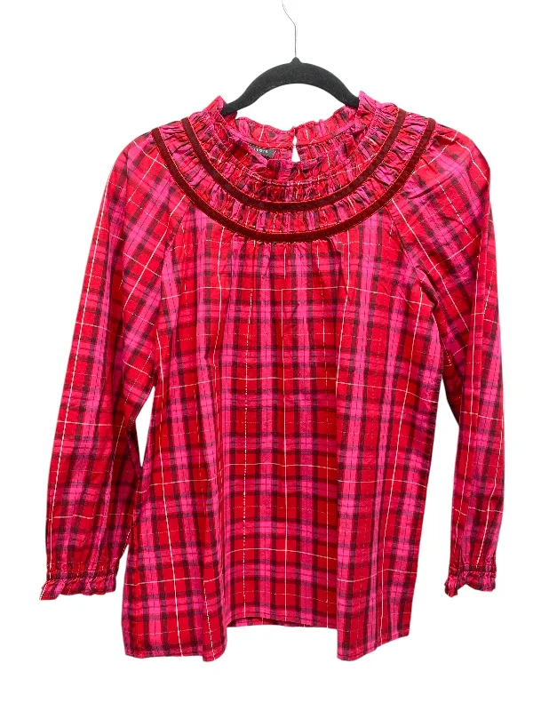 women's long sleeve tops with lace detailsTop Long Sleeve By Talbots In Pink & Red, Size: Xs