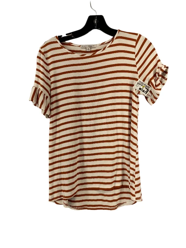 women's T-shirts with long sleevesBrown & White Top Short Sleeve Green Envelope, Size Xs