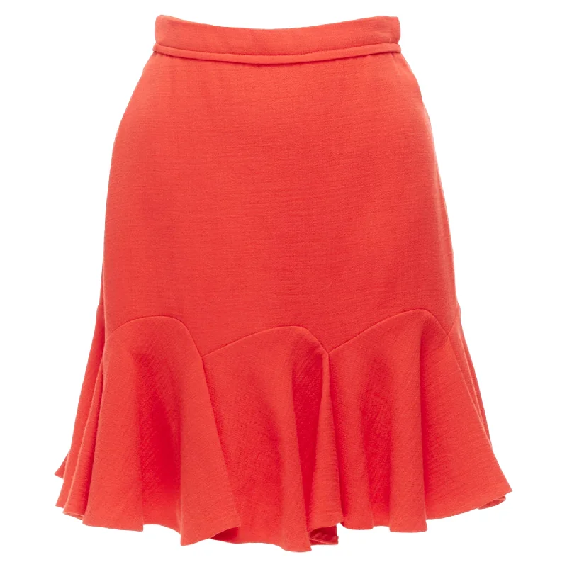 women's chic wrap skirtsCarven Viscose Virgin Wool Frill Hem Mini Skirt