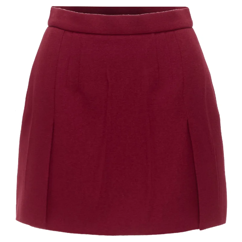 women's pajama-style formal skirtsPrada Virgin Wool Blend Crinkle Effect Crepe Mini Skirt