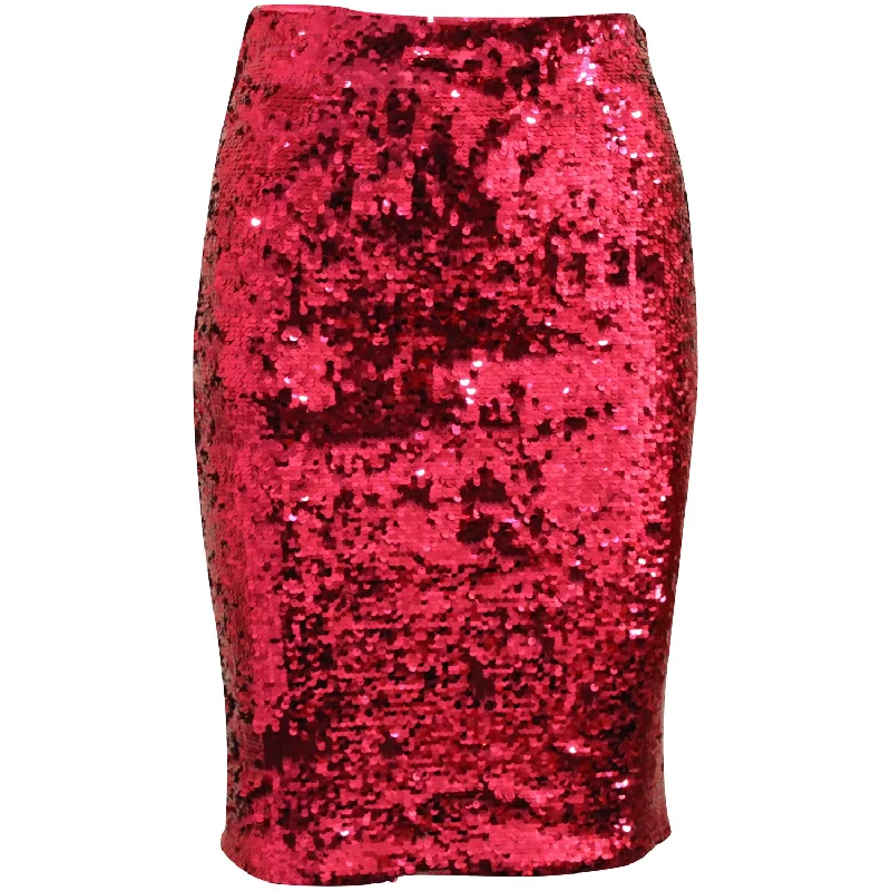 women's woven skirtsAlice & Olivia Ramos Sequin Pencil Skirt in Fuchsia Pink Polyester