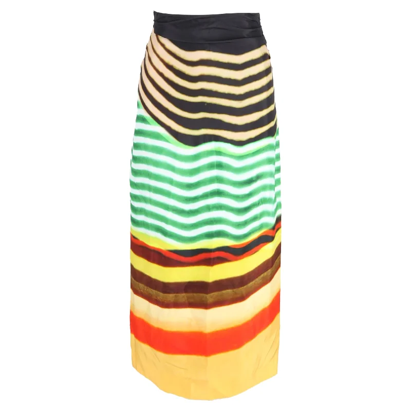 women's moisture-wicking formal skirtsDries Van Noten Stan Printed Midi Skirt in Multicolor Satin