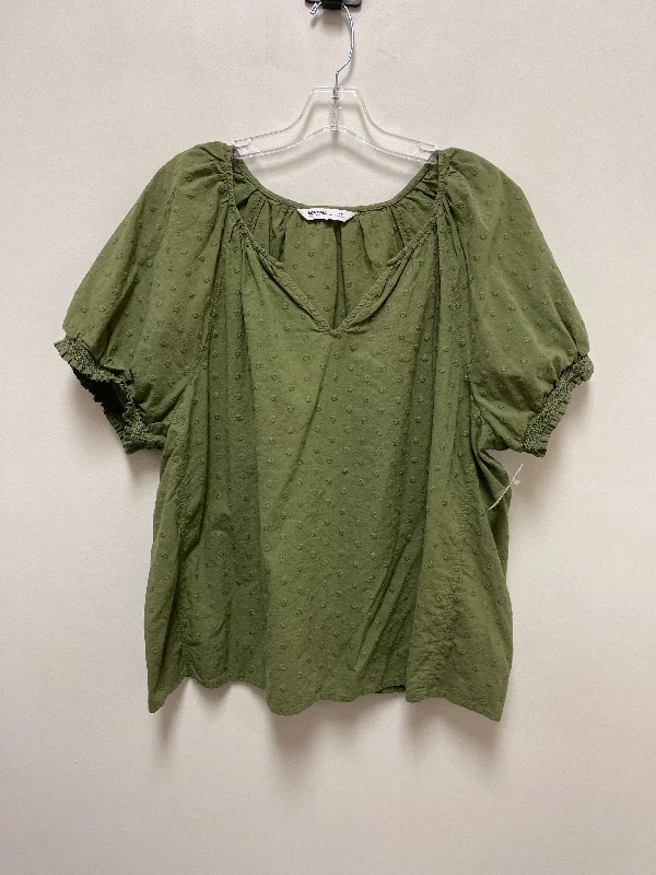 women's T-shirts for autumnGreen Top Short Sleeve Sonoma, Size 2x