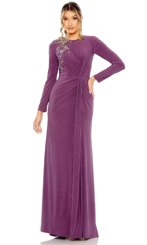 women's long-sleeved dressesMac Duggal 42106 - Long Sleeve Ruched Evening Gown