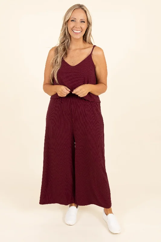 women's jumpsuits for runningFinding My Peace Jumpsuit, Dark Burgundy