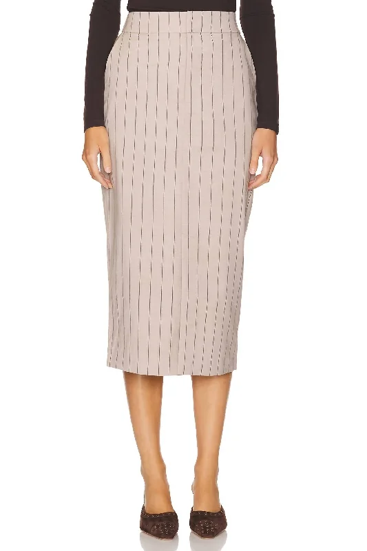 women's button-down skirtsMeyer Skirt In Natural Pinstripe