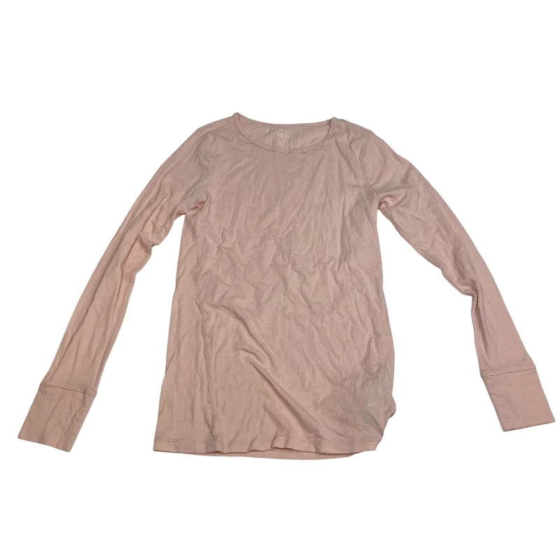 women's long sleeve tops with unique designsTop Long Sleeve By Gap In Pink, Size: S