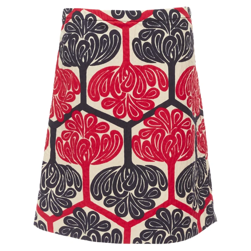 women's silk skirtsMarni Ethnic Print Cotton Aline Knee Skirt