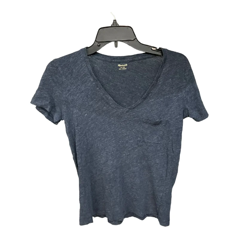 women's T-shirts with unique designsBlue Top Short Sleeve Basic Madewell, Size Xs