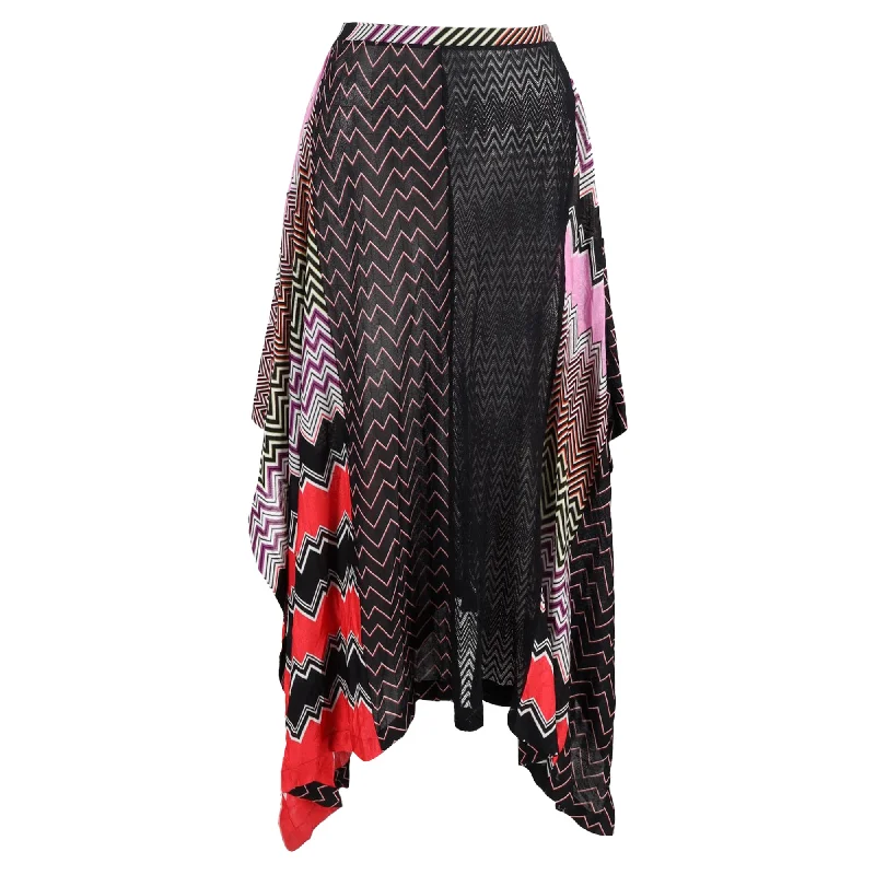 women's tiered skirtsMissoni Crochet Knit Midi Skirt in Multicolor Silk