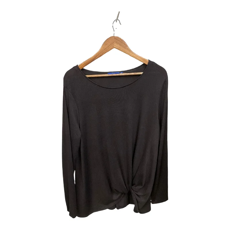 women's long sleeve tops with ribbon tiesTop Long Sleeve By Apt 9 In Black, Size: Xl