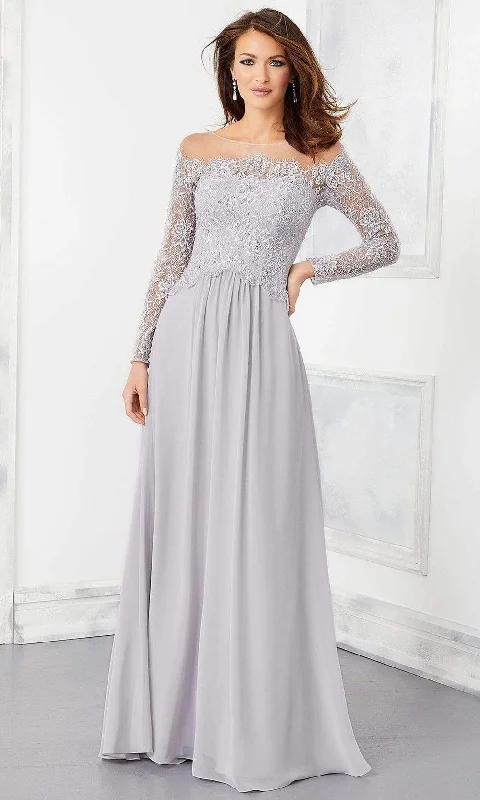 women's casual Friday dressesMori Lee - 72310 Long Sleeve Beaded Lace Evening Gown