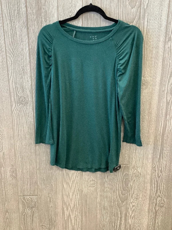 women's long sleeve tops with scoop necksTop Long Sleeve By A New Day In Green, Size: M