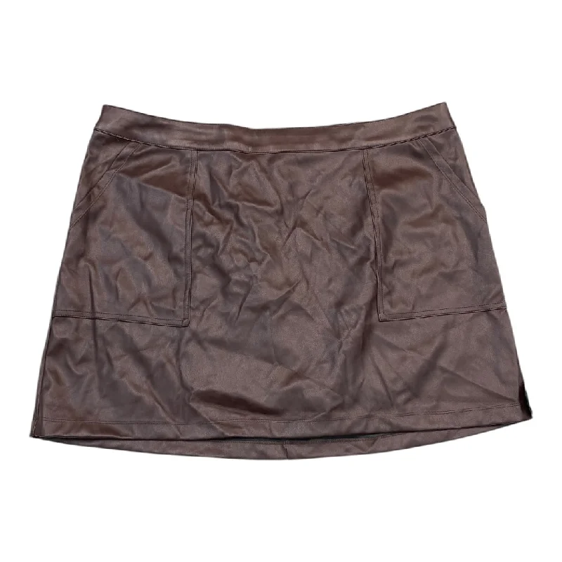 women's zip-up skirtsSkirt Mini & Short By A New Day In Brown, Size: Xxl