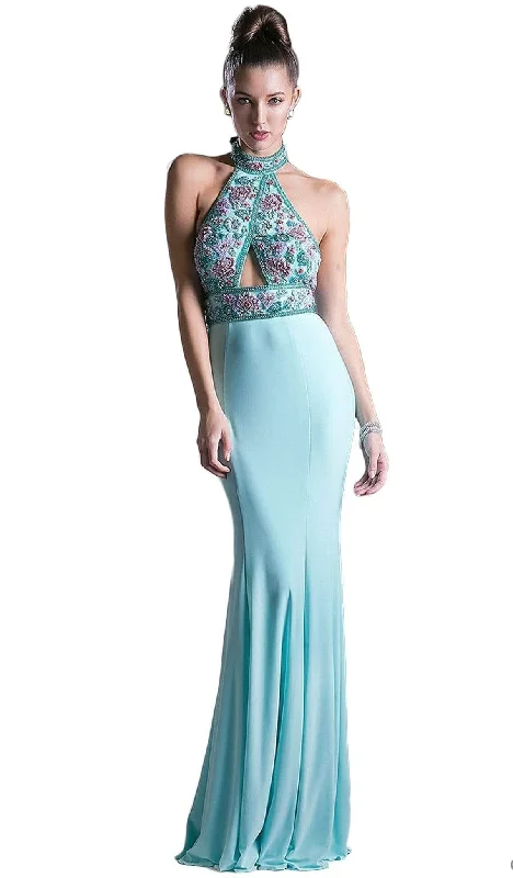 women's glam dressesLadivine CR770 - High Halter Evening Dress