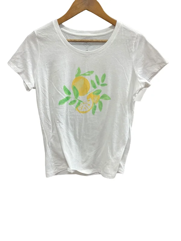 women's T-shirts with embroidery detailsWhite Top Short Sleeve Basic St Johns Bay, Size M