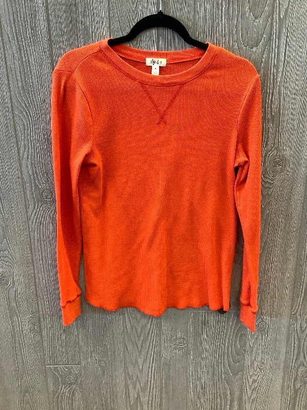 women's long sleeve tops with floral printsTop Long Sleeve Basic By Style And Company In Orange, Size: M