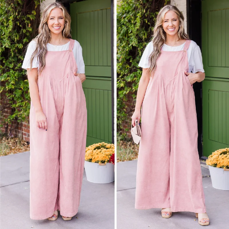 women's jumpsuits with off-the-shoulder sleevesJourney Of Love Jumpsuit, Powder Pink